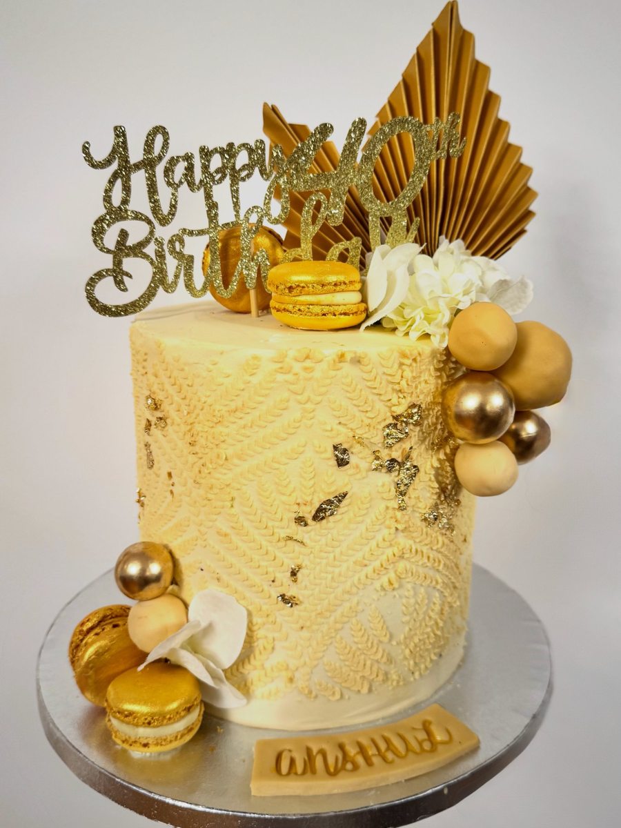 Gold birthday cake