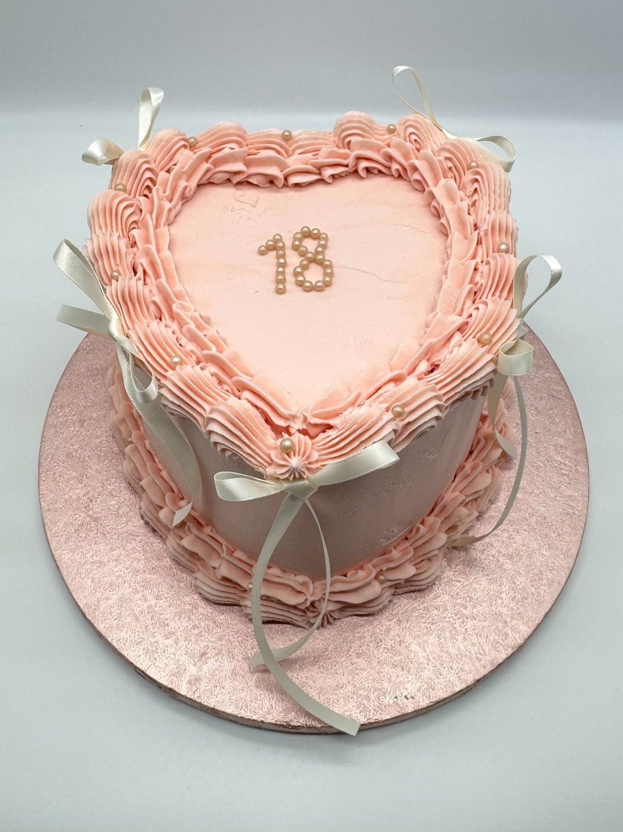 Heart shaped 18th birthday cake